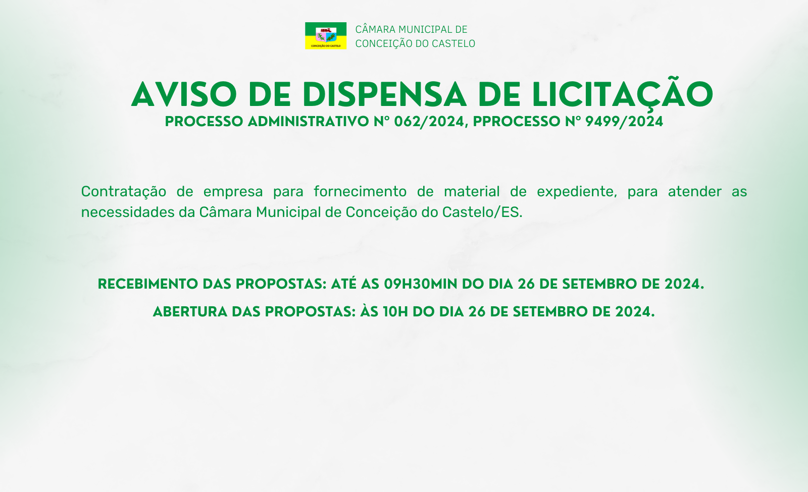 AVISO DE DISPENSA DE LICITAÇÃO Nº 007/2024